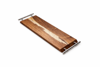 Kiaat Tray 50cm x 15cm with Stainless Steel Barrel Handles