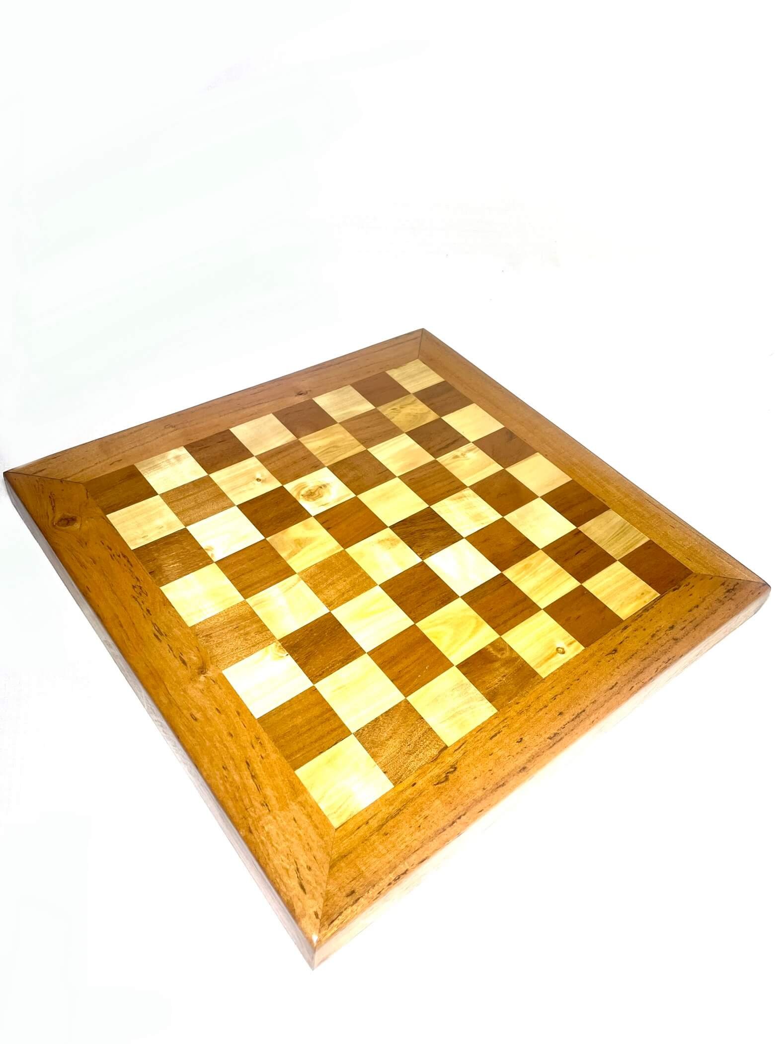 Teak & Beechwood Medium Chess Board 40cm x 40cm | Olive Creek